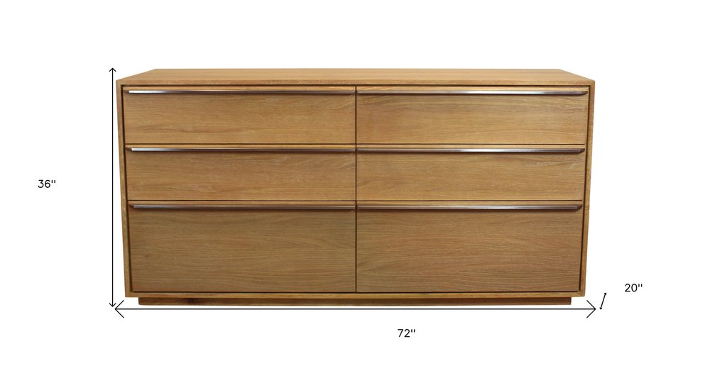 72" Brown Solid Wood Six Drawer Double Dresser HomeRoots