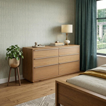 72" Brown Solid Wood Six Drawer Double Dresser HomeRoots