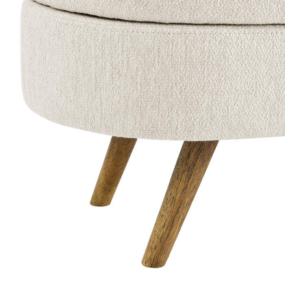44" Beige and Brown Linen Upholstered Storage Bench with Flip Top HomeRoots