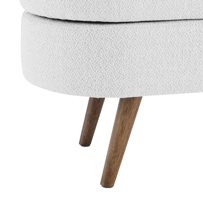 44" White and Brown Linen Upholstered Storage Bench with Flip Top HomeRoots