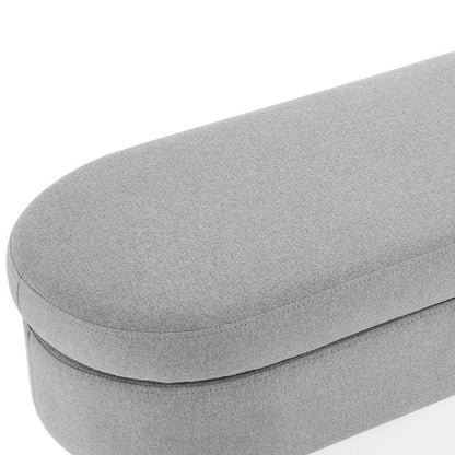 44" Gray and Brown Linen Upholstered Storage Bench with Flip Top HomeRoots