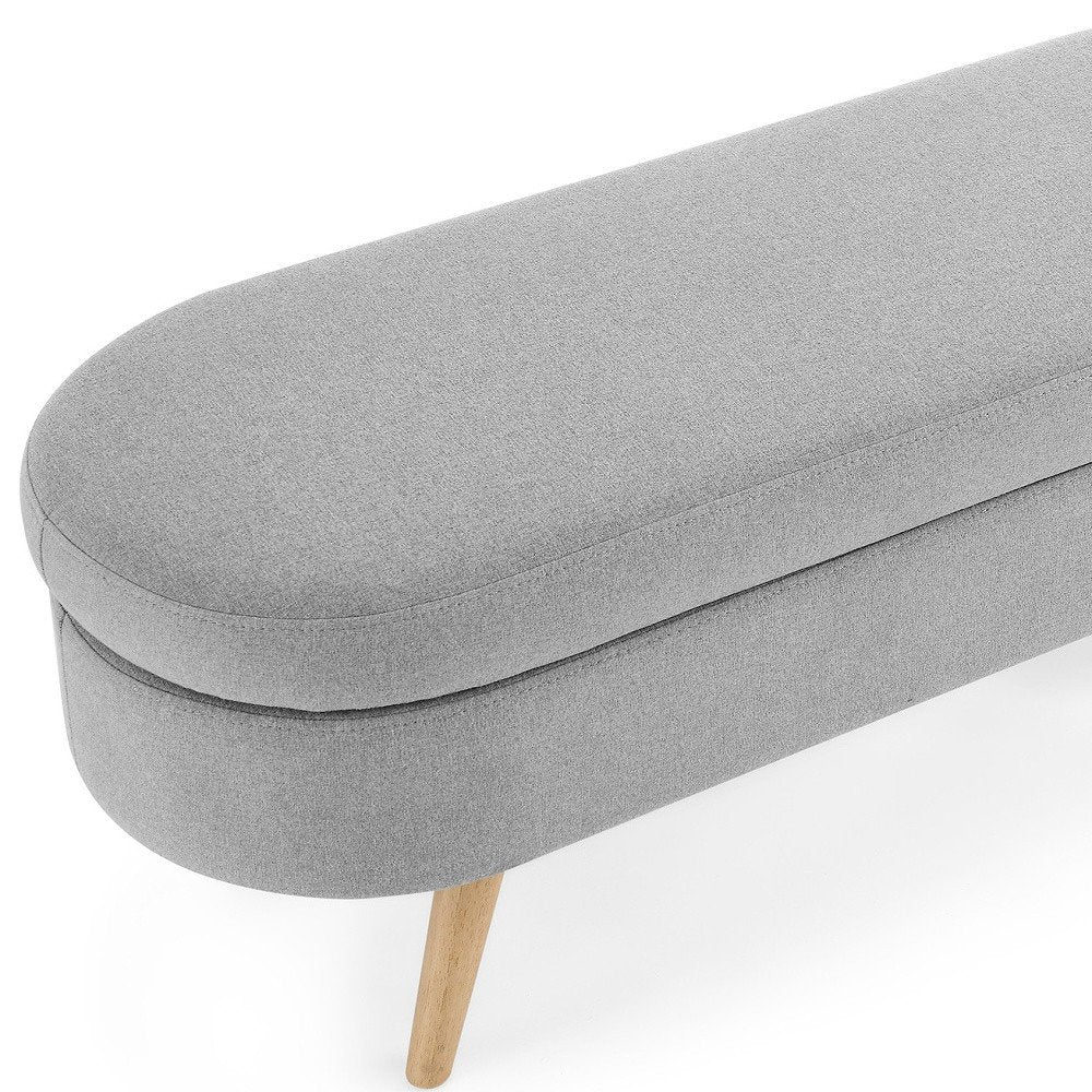 44" Gray and Brown Linen Upholstered Storage Bench with Flip Top HomeRoots