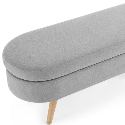 44" Gray and Brown Linen Upholstered Storage Bench with Flip Top HomeRoots