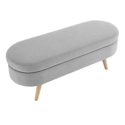 44" Gray and Brown Linen Upholstered Storage Bench with Flip Top HomeRoots
