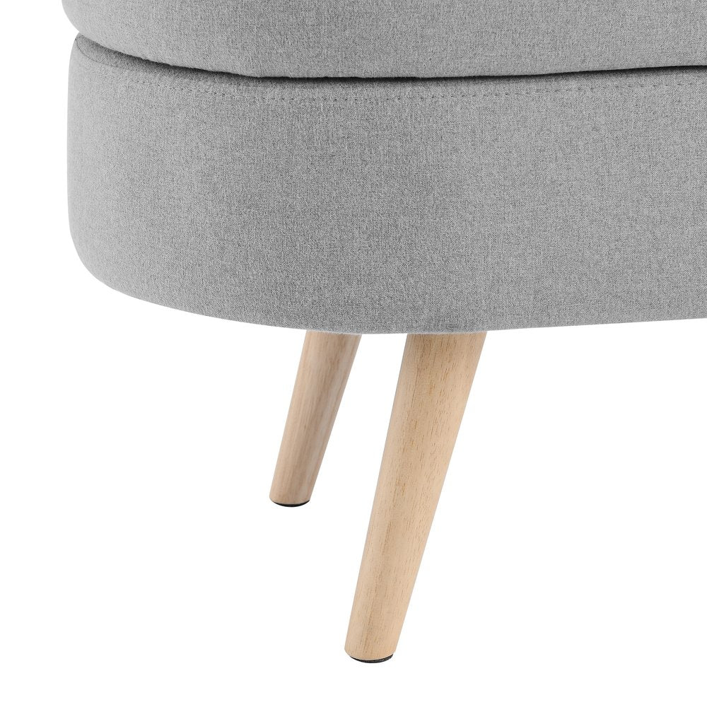 44" Gray and Brown Linen Upholstered Storage Bench with Flip Top HomeRoots