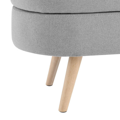 44" Gray and Brown Linen Upholstered Storage Bench with Flip Top HomeRoots