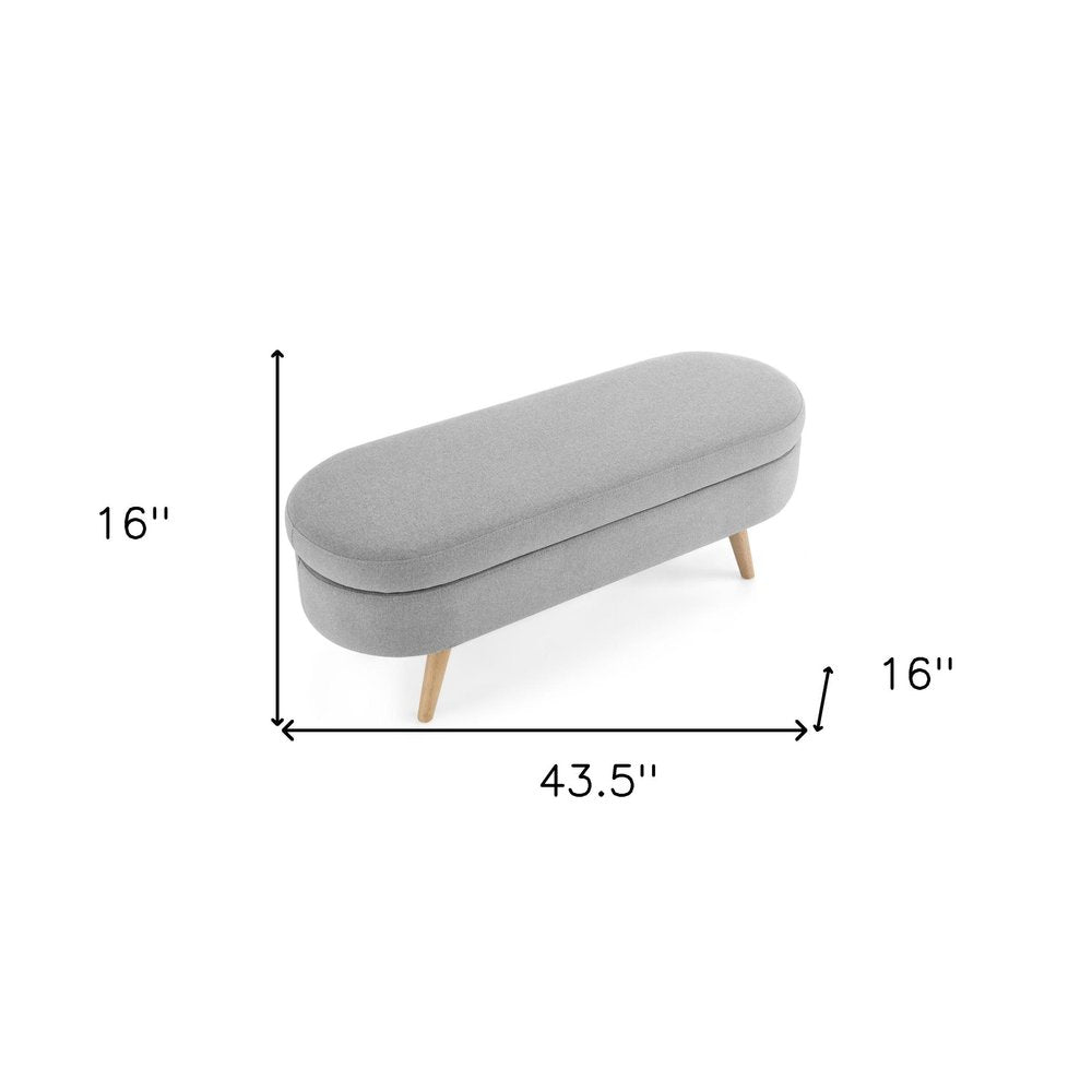 44" Gray and Brown Linen Upholstered Storage Bench with Flip Top HomeRoots