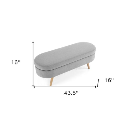 44" Gray and Brown Linen Upholstered Storage Bench with Flip Top HomeRoots