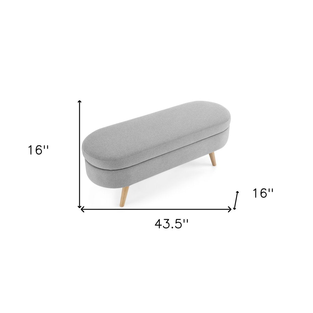 44" Gray and Brown Linen Upholstered Storage Bench with Flip Top HomeRoots