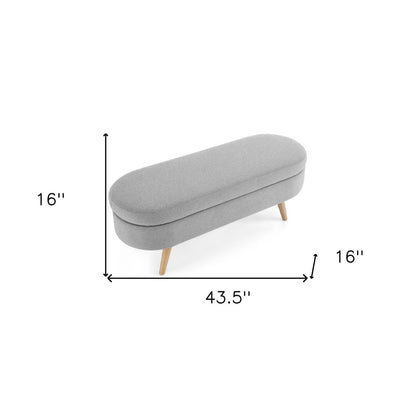 44" Gray and Brown Linen Upholstered Storage Bench with Flip Top HomeRoots