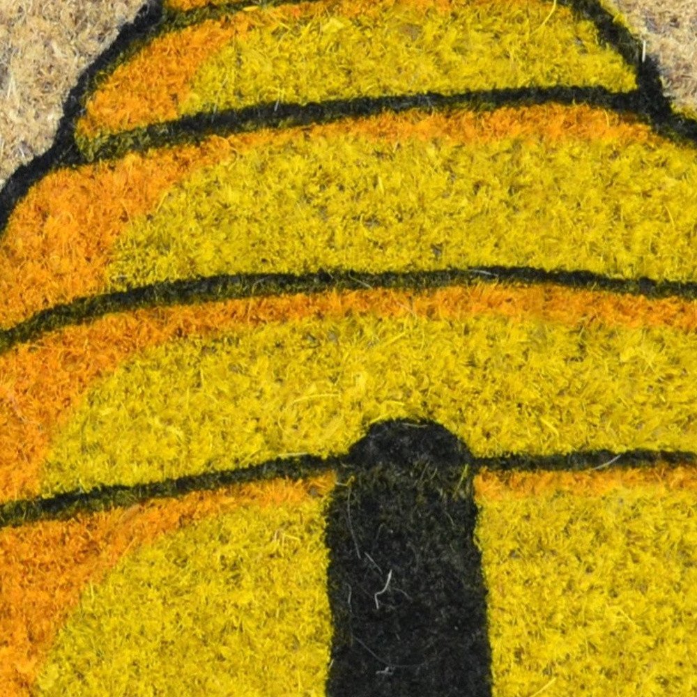 18" X 30" Beige and Orange Coir Bees Outdoor Spring Door Mat HomeRoots
