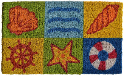 18" X 30" Orange And Yellow Seashells Outdoor Coir Door Mat HomeRoots