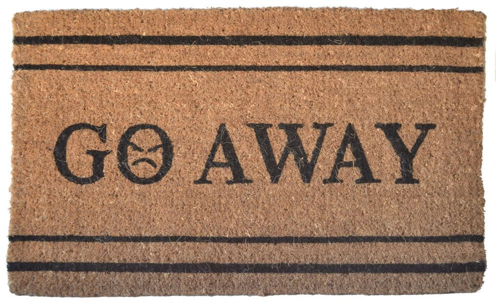 18" X 30" Brown and Black Coir Go Away Outdoor Door Mat HomeRoots
