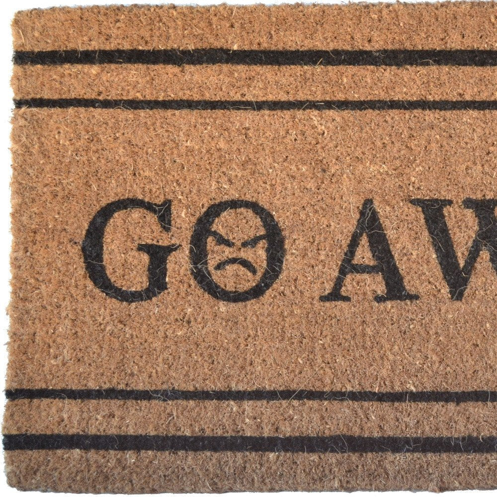 18" X 30" Brown and Black Coir Go Away Outdoor Door Mat HomeRoots