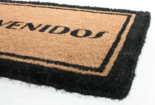 18" X 30" Brown and Black Coir Bienvenidos Outdoor Door Mat HomeRoots