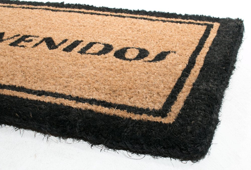 18" X 30" Brown and Black Coir Bienvenidos Outdoor Door Mat HomeRoots