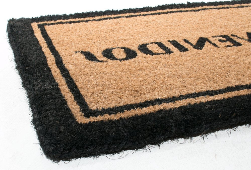 18" X 30" Brown and Black Coir Bienvenidos Outdoor Door Mat HomeRoots