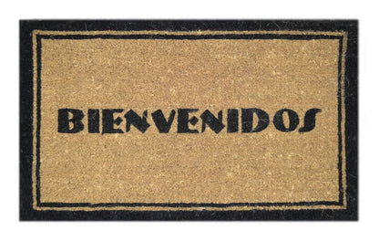 18" X 30" Brown and Black Coir Bienvenidos Outdoor Door Mat HomeRoots