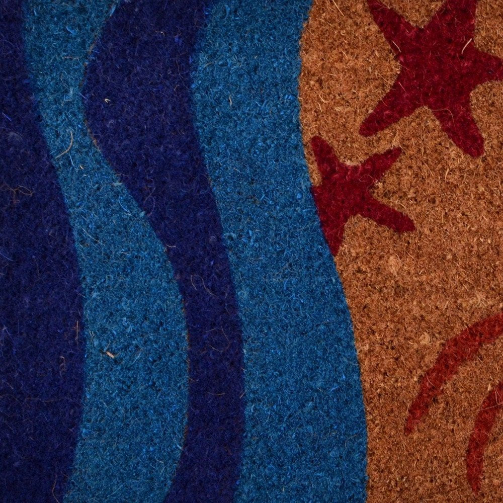 18" X 30" Blue and Red Coir Crab Outdoor Door Mat HomeRoots