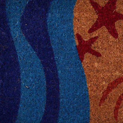 18" X 30" Blue and Red Coir Crab Outdoor Door Mat HomeRoots