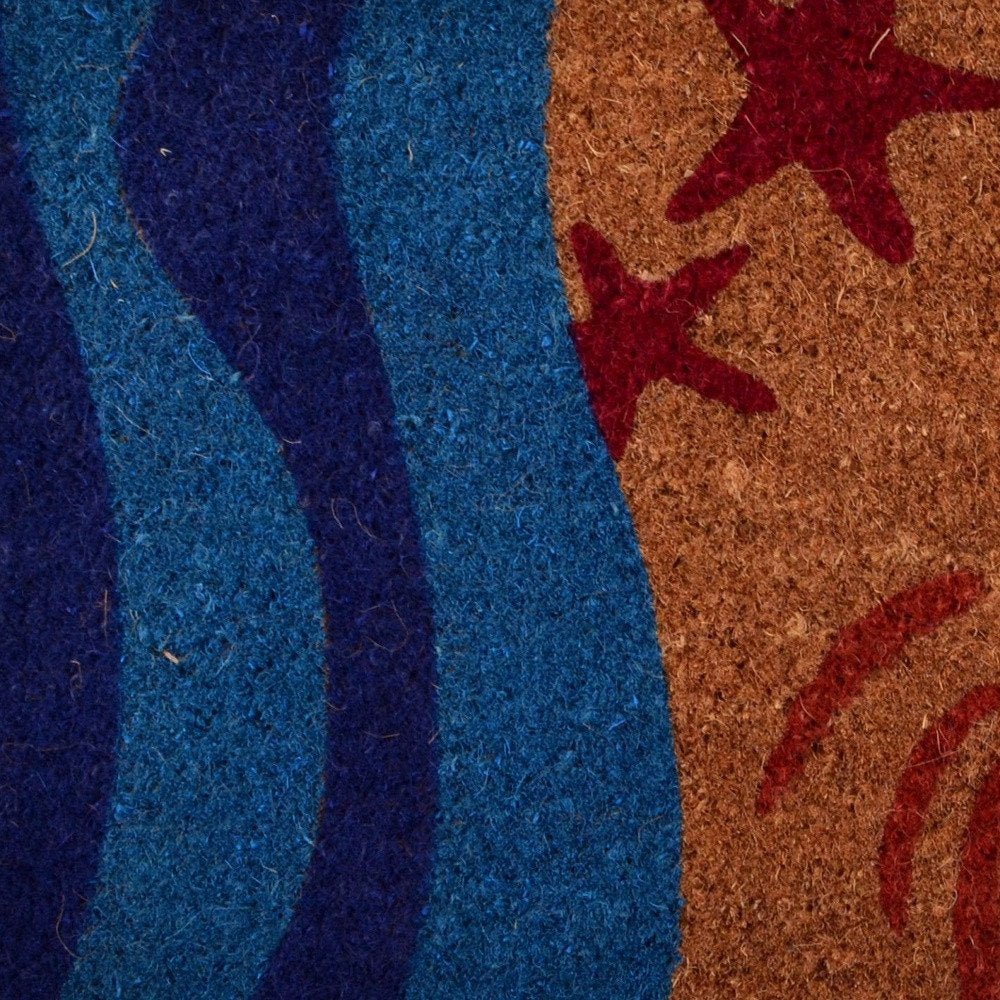 18" X 30" Blue and Red Coir Crab Outdoor Door Mat HomeRoots