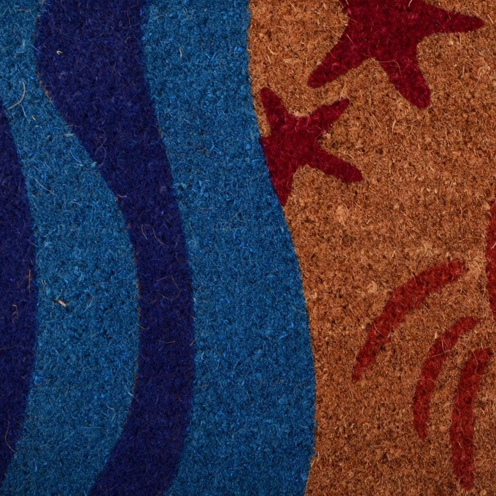 18" X 30" Blue and Red Coir Crab Outdoor Door Mat HomeRoots