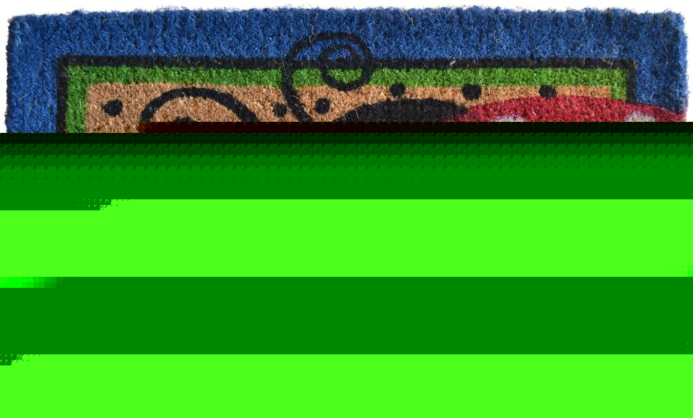 18" X 30" Blue and Brown Coir Ladybug Outdoor Door Mat HomeRoots