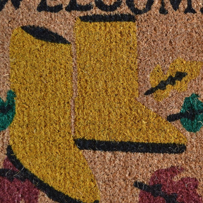 18" X 30" Brown and Red Coir Leaves Welcome Outdoor Spring Door Mat HomeRoots