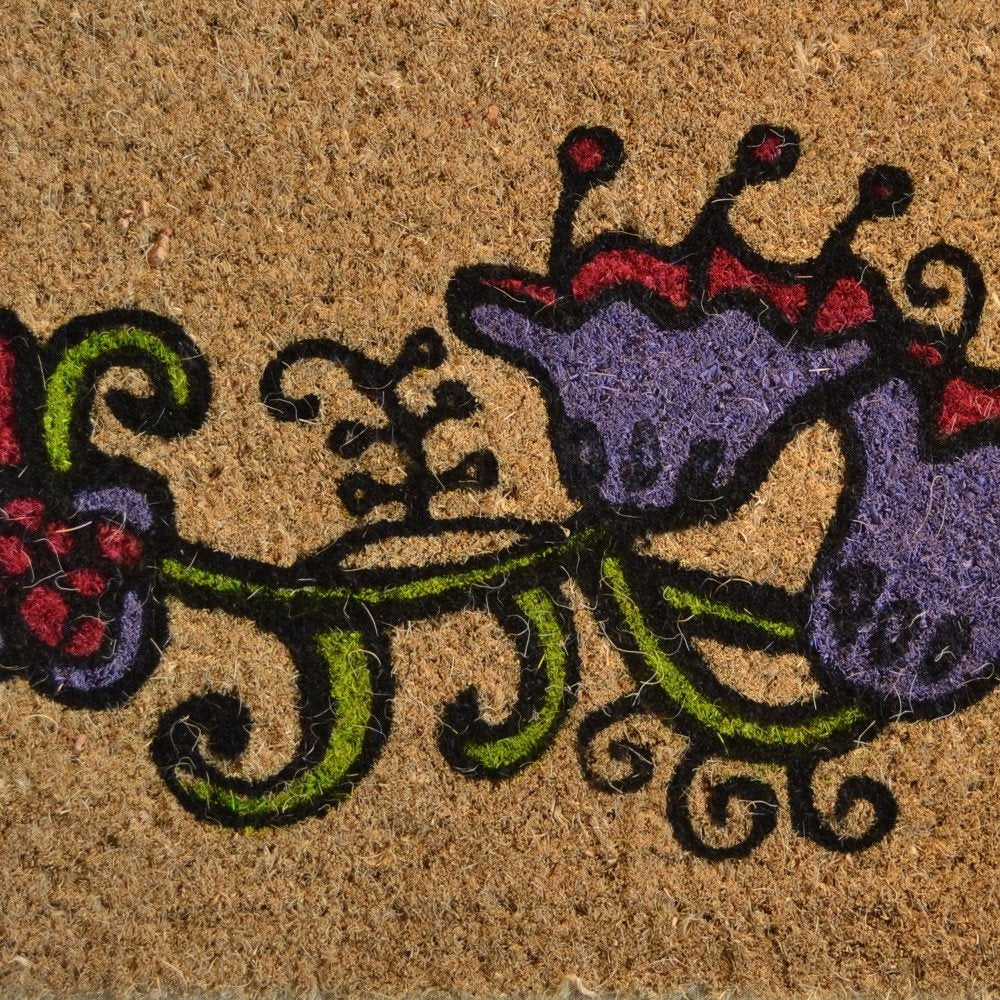 18" X 30" Brown and Black Coir Floral Outdoor Door Mat HomeRoots
