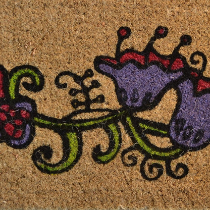 18" X 30" Brown and Black Coir Floral Outdoor Door Mat HomeRoots
