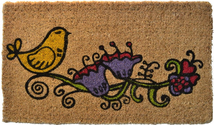 18" X 30" Brown and Black Coir Floral Outdoor Door Mat HomeRoots