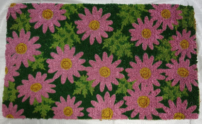 18" X 30" Pink and Green Coir Floral Outdoor Spring Door Mat HomeRoots