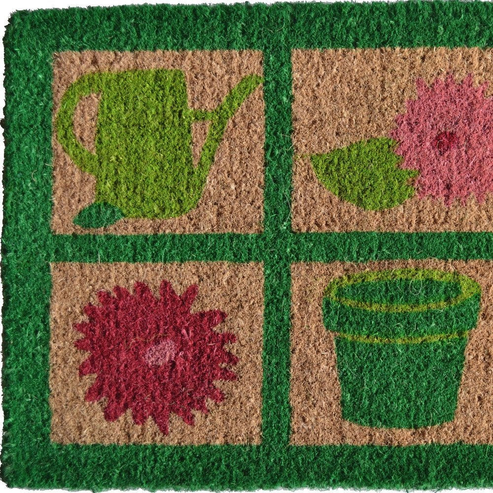 18" X 30" Brown Coir Garden Tools Outdoor Spring Door Mat HomeRoots