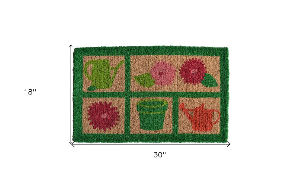 18" X 30" Brown Coir Garden Tools Outdoor Spring Door Mat HomeRoots