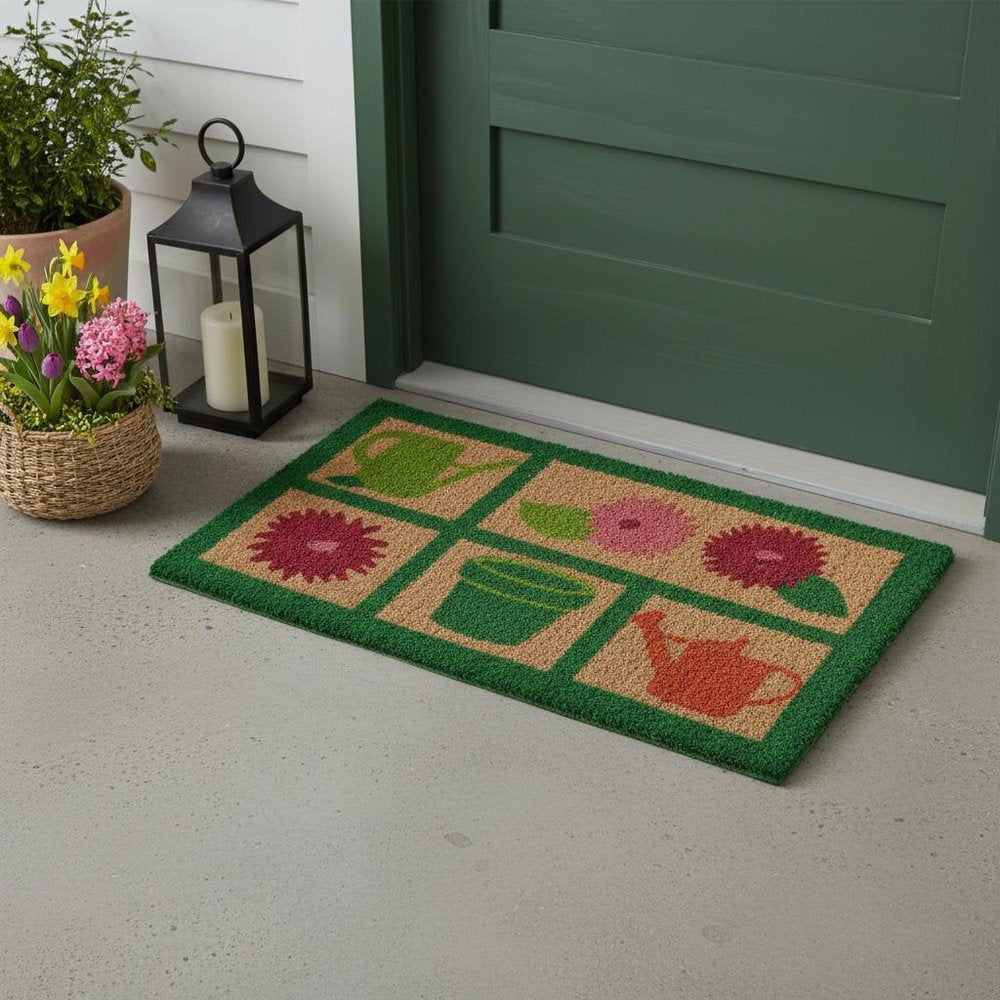 18" X 30" Brown Coir Garden Tools Outdoor Spring Door Mat HomeRoots