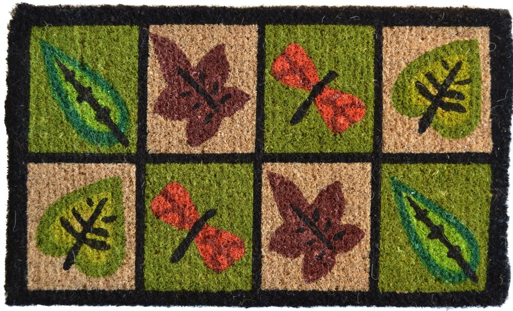 18" X 30" Brown Coir Leaves Outdoor Door Mat HomeRoots
