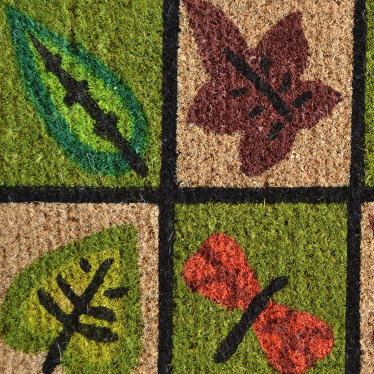18" X 30" Brown Coir Leaves Outdoor Door Mat HomeRoots