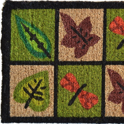 18" X 30" Brown Coir Leaves Outdoor Door Mat HomeRoots