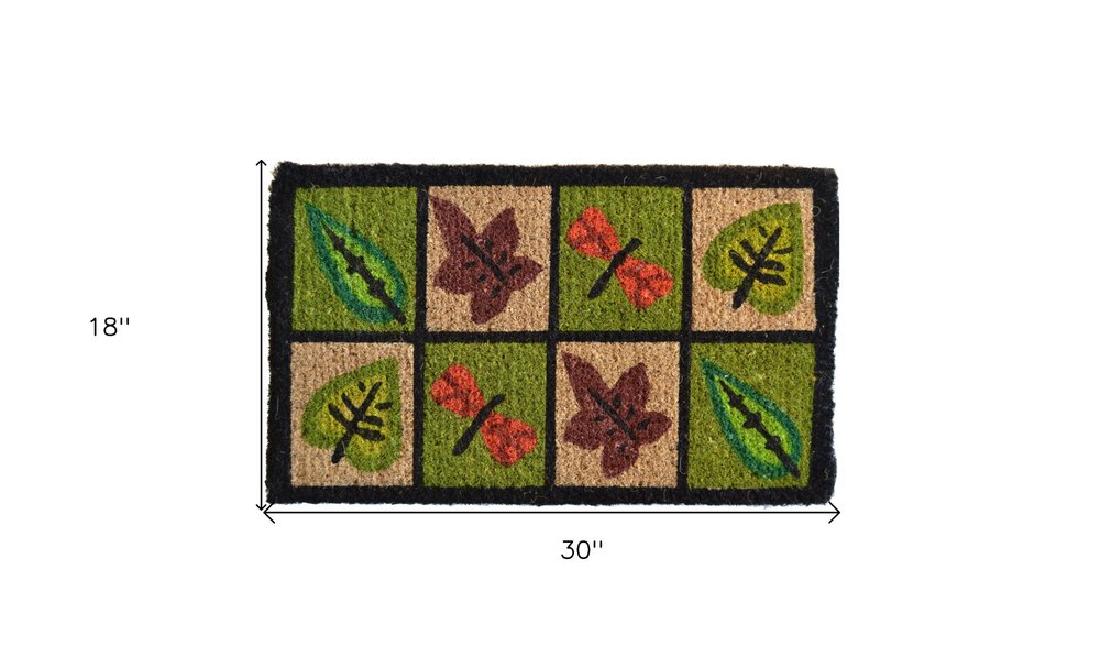 18" X 30" Brown Coir Leaves Outdoor Door Mat HomeRoots