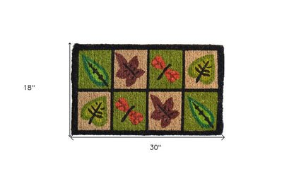 18" X 30" Brown Coir Leaves Outdoor Door Mat HomeRoots