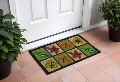 18" X 30" Brown Coir Leaves Outdoor Door Mat HomeRoots