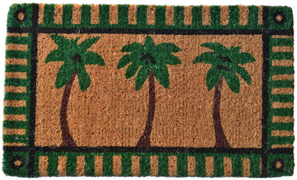 18" X 30" Brown and Green Coir Palm Tree Outdoor Door Mat HomeRoots