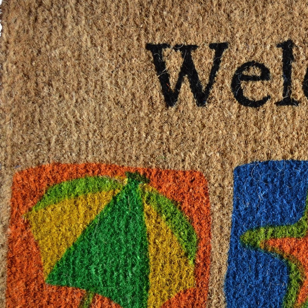 18" X 30" Brown Star Welcome Outdoor Coir Door Mat HomeRoots