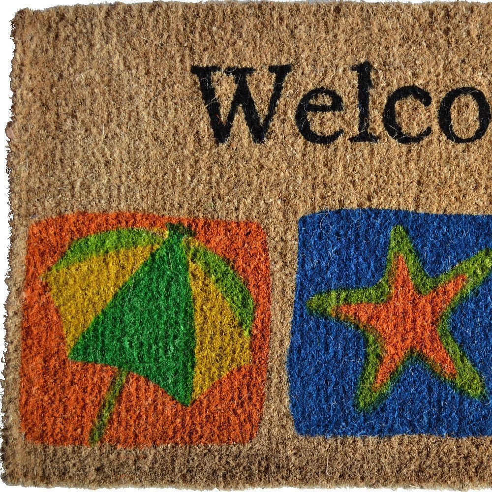 18" X 30" Brown Star Welcome Outdoor Coir Door Mat HomeRoots