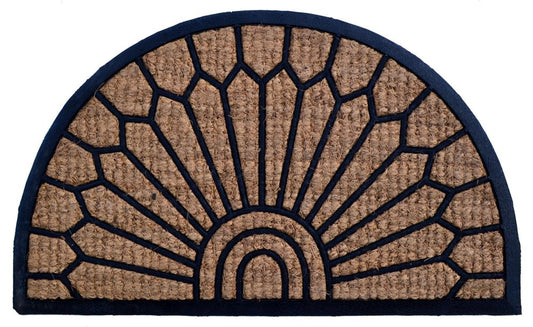 18" X 30" Brown and Black Rubber Geometric Outdoor Semi Circle Door Mat HomeRoots
