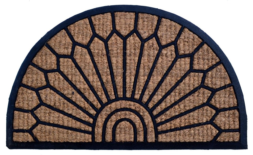 18" X 30" Brown and Black Rubber Geometric Outdoor Semi Circle Door Mat HomeRoots