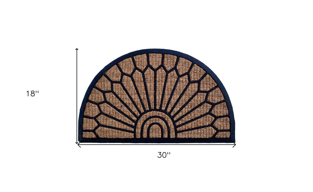 18" X 30" Brown and Black Rubber Geometric Outdoor Semi Circle Door Mat HomeRoots