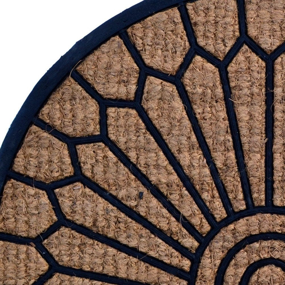 18" X 30" Brown and Black Rubber Geometric Outdoor Semi Circle Door Mat HomeRoots