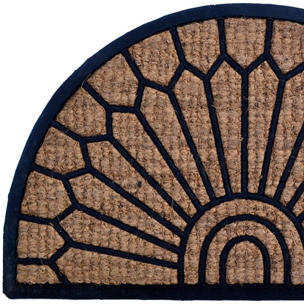 18" X 30" Brown and Black Rubber Geometric Outdoor Semi Circle Door Mat HomeRoots