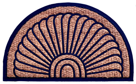 18" X 30" Brown and Black Rubber Geometric Outdoor Semi Circle Door Mat HomeRoots